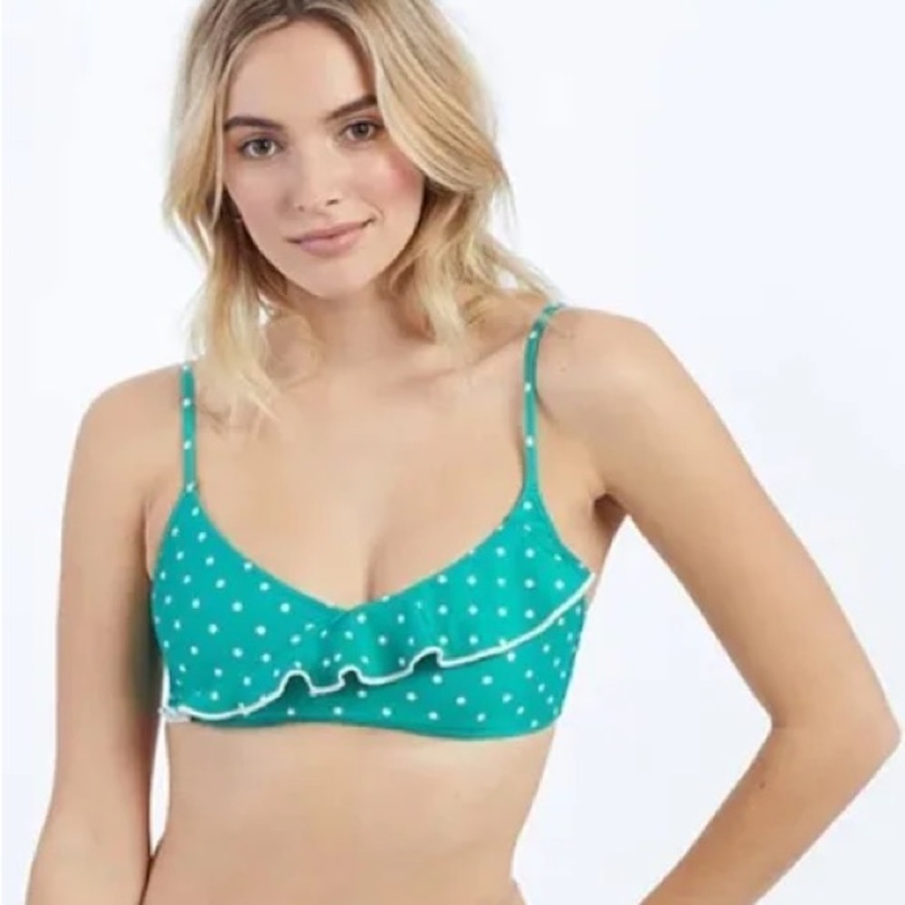 Summersalt Green Ruffle Dot Bikini Top